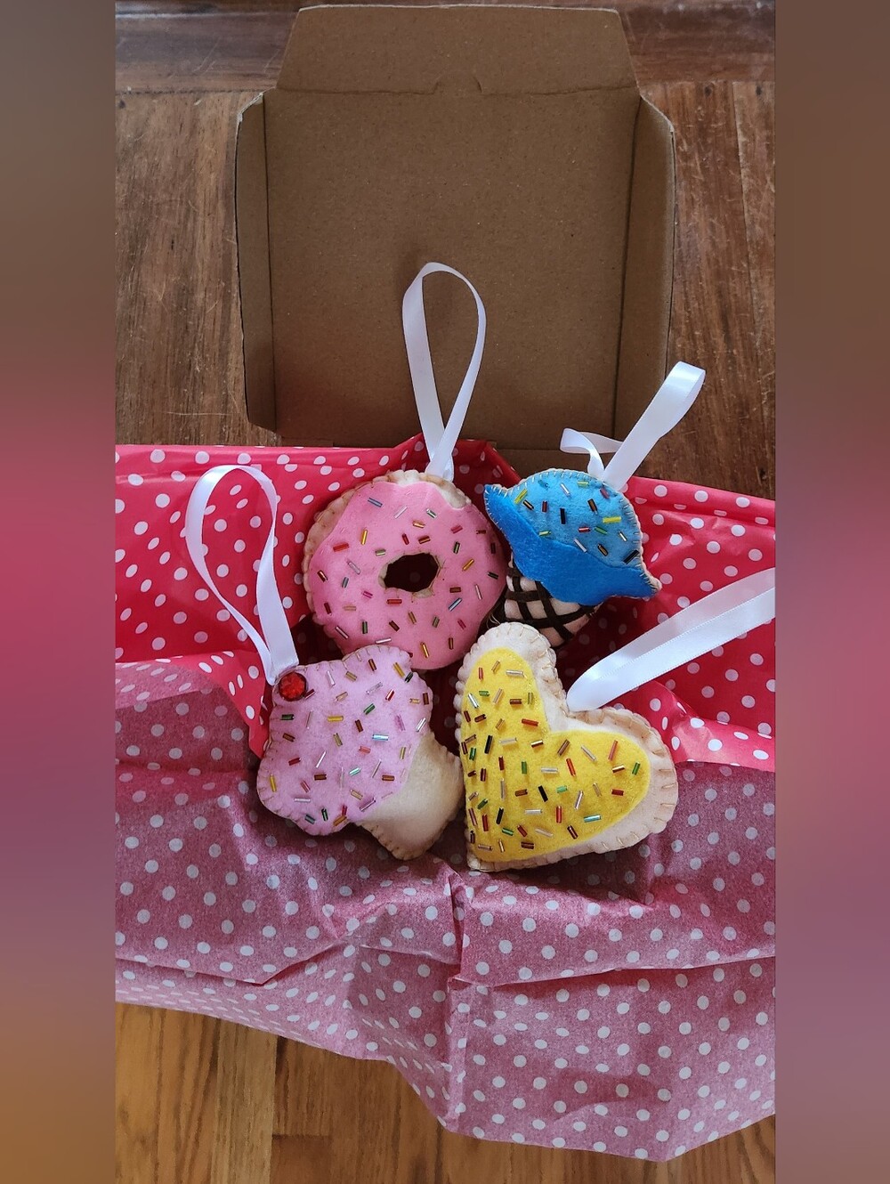 Handmade Sweet Desert Felt Ornaments Set (Pack Of 4)
